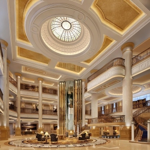 欧式古典酒店大堂3D模型下载